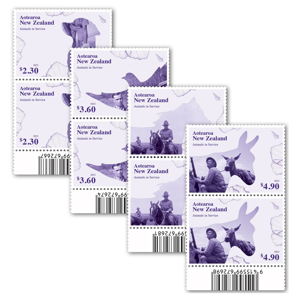 2025 Animals in Service Set of Barcode A Blocks | NZ Post Collectables